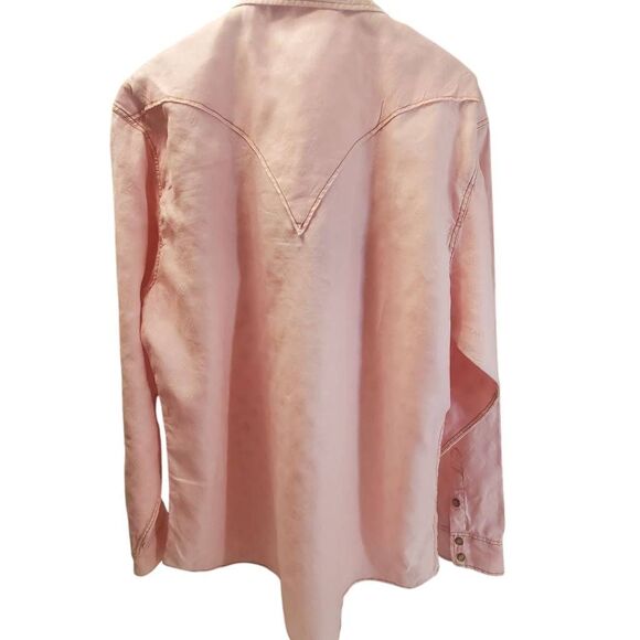 Mens Ryan Michael 100% Linen Pearl Snap Western Shirt Size L. - Picture 2 of 11